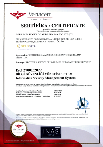 Gold Data ISO 27001:2022 Bilgi Güvenliği Yönetim Sistemi Sertifikası 2026-2027